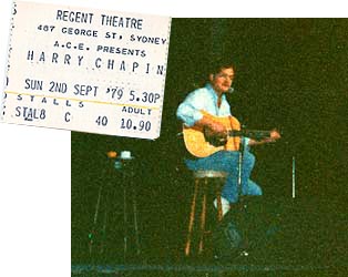 Harry Chapin ticket and in concert
