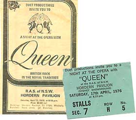 Queen concert ad and ticket