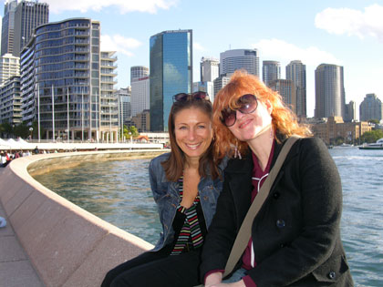 Debbie and Eddi with city skyline