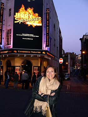 Debbie outside Cambridge Theatre