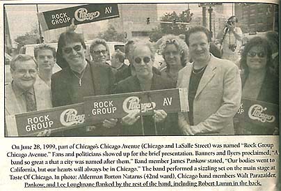 Chicago at the naming of Rock Group Chicago Avenue