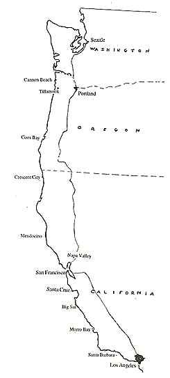 Map of West Coast Odyssey route